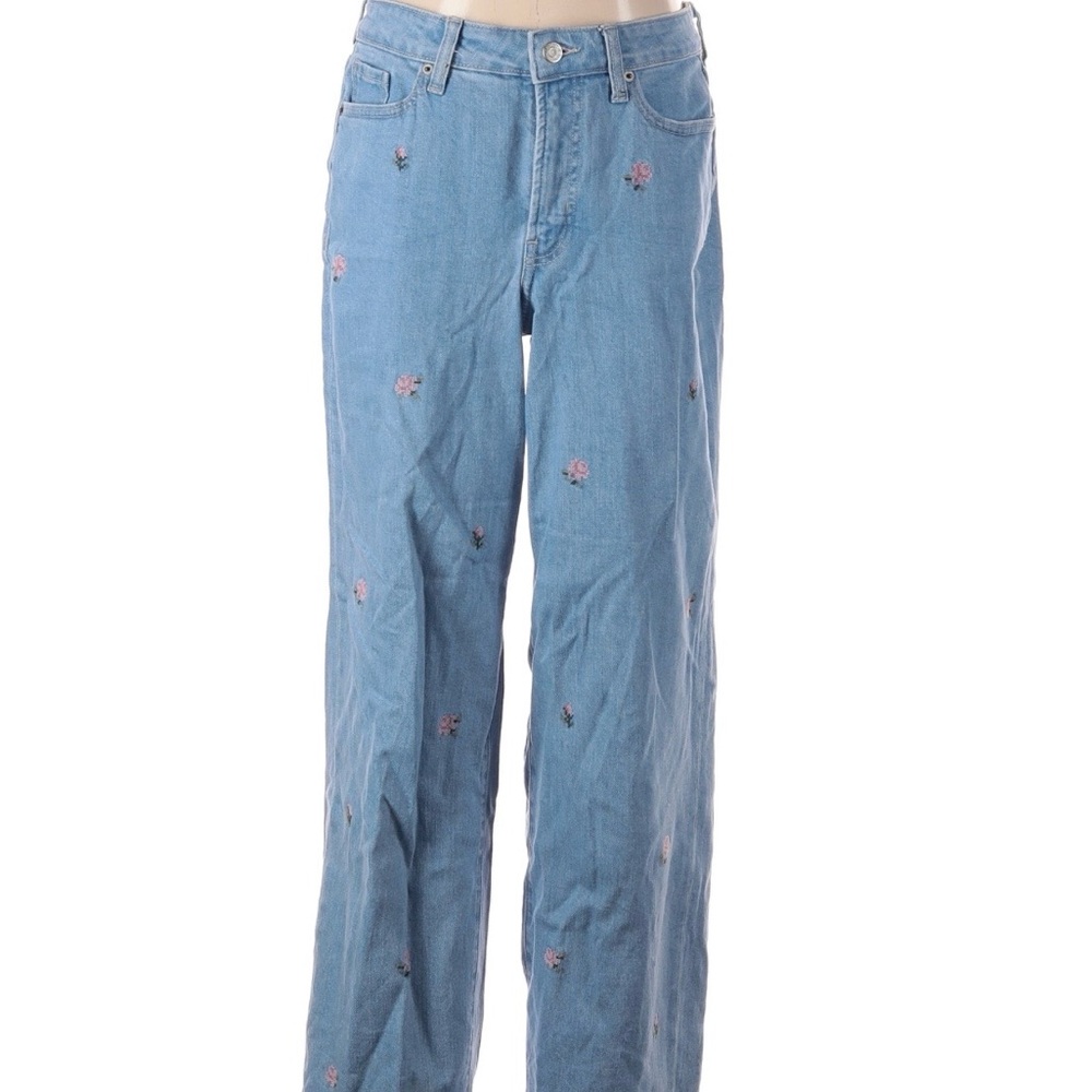 Old Navy Embroidered Light Blue Wide-Leg Women's Jeans
